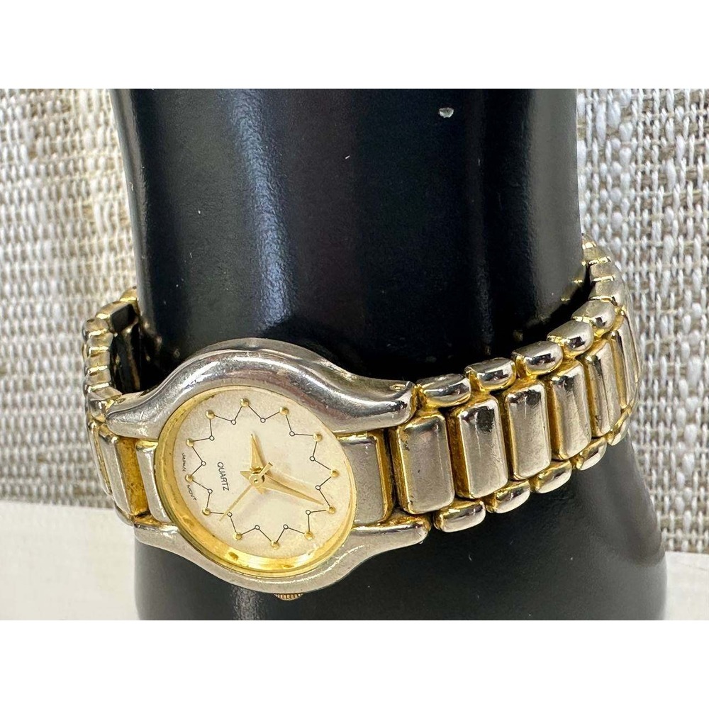 Vintage Two Tone Quartz Womens Watch Silver Gold Bracelet - 056 (6)
